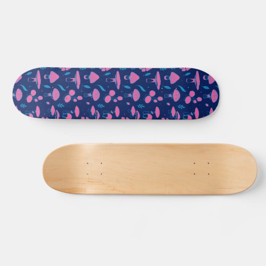 Paddenroze en blauw persoonlijk skateboard (Horizontaal)