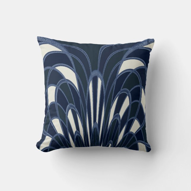 Paddenstoel Abstract - Art Deco - Navy Kussen (Voorkant)
