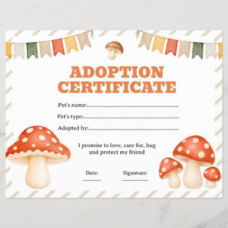 Paddenstoel adoptiecertificaat bewerkbaar flyer