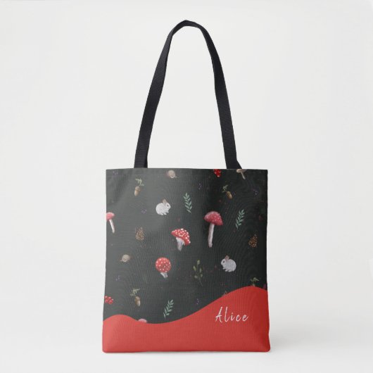 Paddenstoel, al dan niet gepersonaliseerd, canvas tote bag (Voorkant)