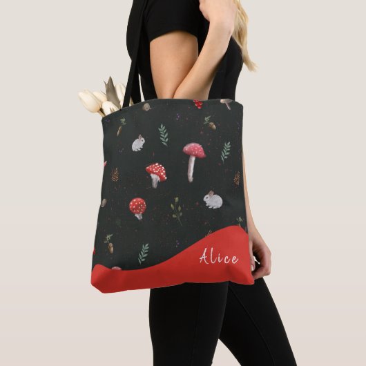 Paddenstoel, al dan niet gepersonaliseerd, canvas tote bag (Dichtbij)