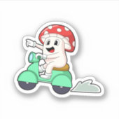 Paddenstoel als Biker met Scooter.PNG Sticker (Voorkant)