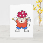 Paddenstoel als boer met bijl kaart (Gele Bloem)
