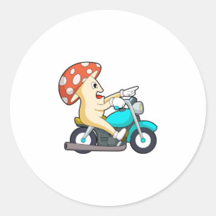 Paddenstoel als motorfiets ronde sticker