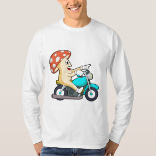 Paddenstoel als motorfiets t-shirt