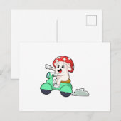 Paddenstoel als motorrijder met scooter.PNG Briefkaart (Voorkant / Achterkant)