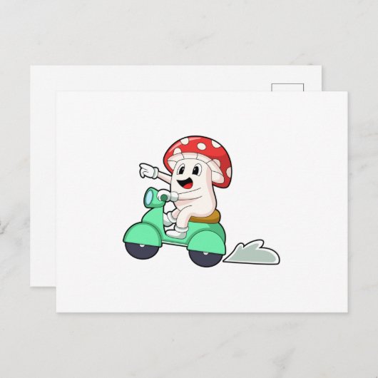 Paddenstoel als motorrijder met scooter.PNG Briefkaart (Voorkant / Achterkant)