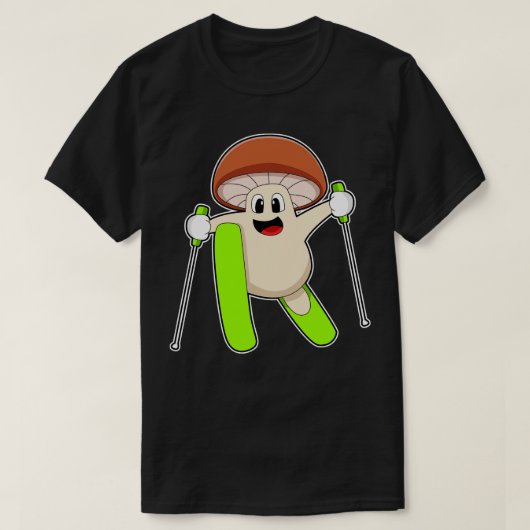 Paddenstoel als Skier met Ski T-shirt (Design voorkant)