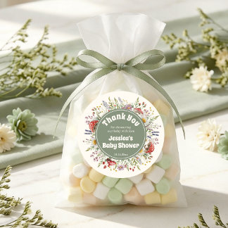 Paddenstoel Baby Shower Bedank Je Favor Ronde Sticker
