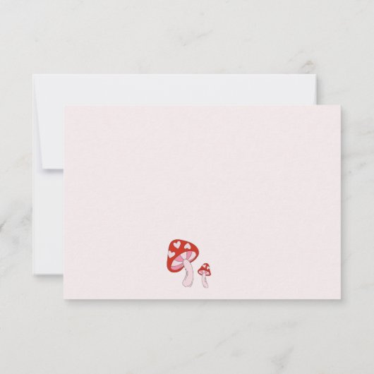 Paddenstoel Baby shower Dank u wel | Rood en roze Bedankkaart (Achterkant)