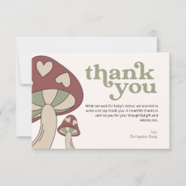 Paddenstoel Baby shower Dank u wel | Sage Green Bedankkaart