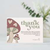 Paddenstoel Baby shower Dank u wel | Sage Green Bedankkaart (Staand voorkant)