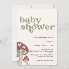 Paddenstoel Baby shower | Genderneutraal Kaart