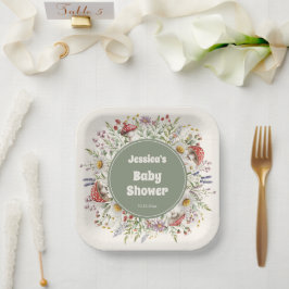 Paddenstoel Baby Shower Papieren Bordje