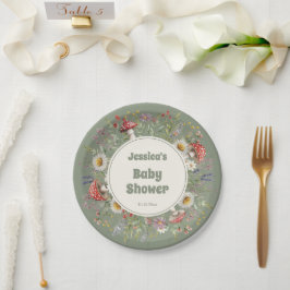 Paddenstoel Baby Shower Papieren Bordje