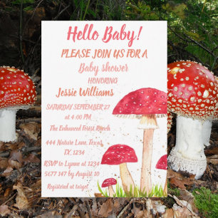 Paddenstoel Baby shower Rode Natuur Kaart