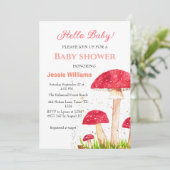 Paddenstoel Baby shower Rode Natuur Kaart (Staand voorkant)