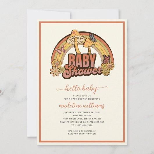 Paddenstoel Baby Shower Uitnodiging (Voorkant)