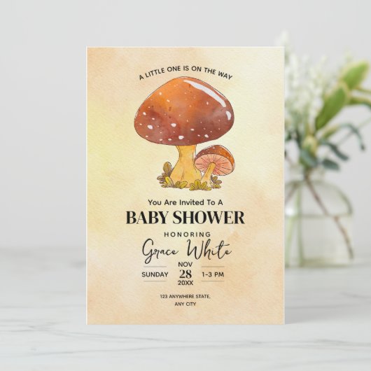 Paddenstoel Baby shower Woodland Baby shower minim Kaart (Staand voorkant)