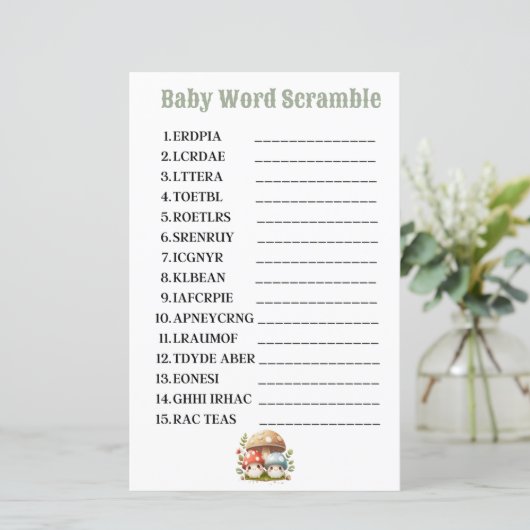 Paddenstoel Baby Word Scramble (Staand voorkant)