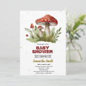 Paddenstoel babyshower uitnodiging (Staand voorkant)