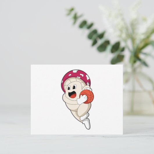 Paddenstoel bij Basketbalsport Briefkaart (Staand voorkant)