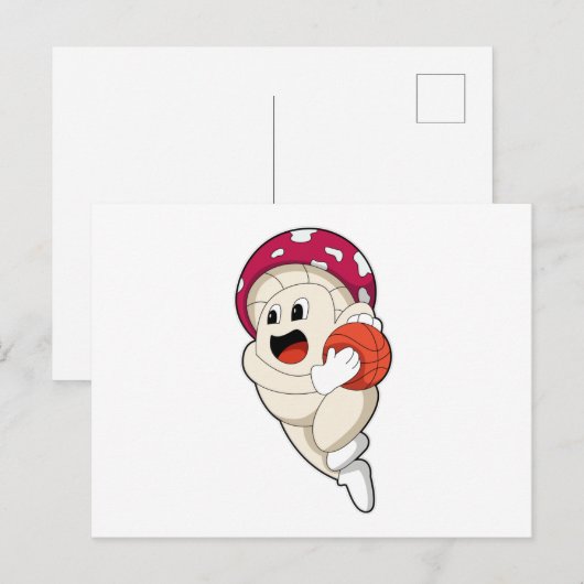 Paddenstoel bij Basketbalsport Briefkaart (Voorkant / Achterkant)