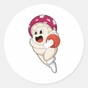 Paddenstoel bij de Basketball Sports Ronde Sticker