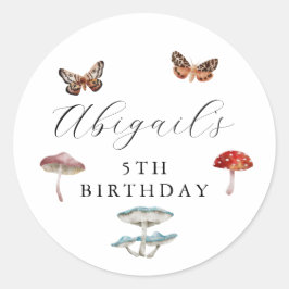 Paddenstoel Birthday Favor Ronde Sticker