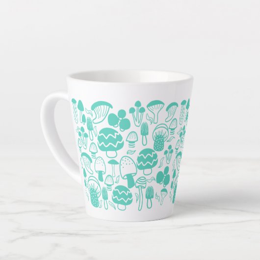 Paddenstoel Blauwgroen Latte Mok (Linkerhoek)