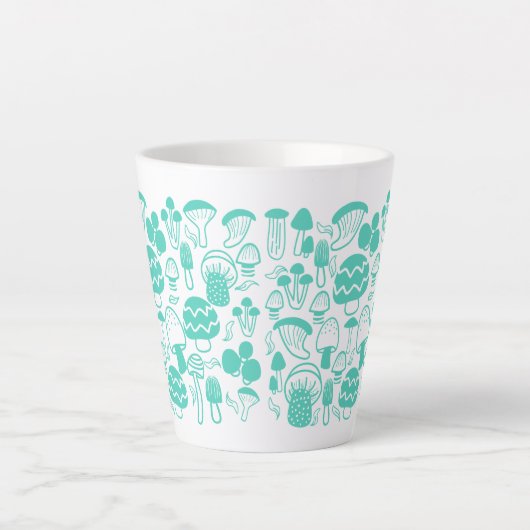 Paddenstoel Blauwgroen Latte Mok (Voorkant)