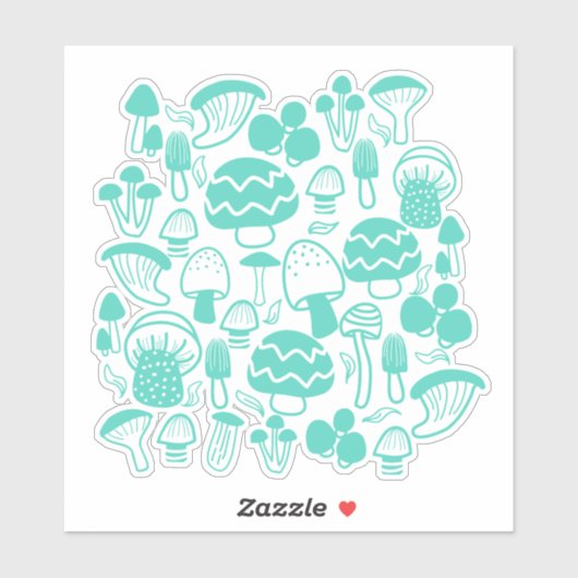 Paddenstoel Blauwgroen Sticker (Vel)