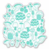 Paddenstoel Blauwgroen Sticker (Voorkant)