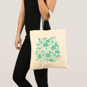 Paddenstoel Blauwgroen Tote Bag (Voorkant (product))