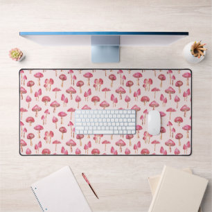 Paddenstoel bos bos roze aquarel patroon bureaumat