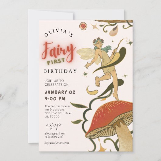 Paddenstoel Bosfee 1 verjaardag Kaart (Voorkant)