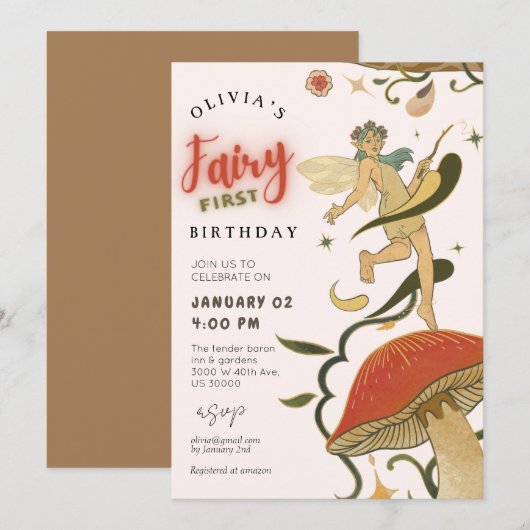 Paddenstoel Bosfee 1 verjaardag Kaart (Voorkant / Achterkant)