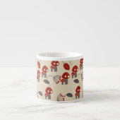 Paddenstoel Bosland Rood Beige Espresso Kop (Voorkant)