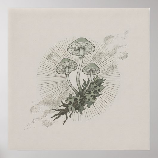 Paddenstoel & bosmycelium poster (Voorkant)