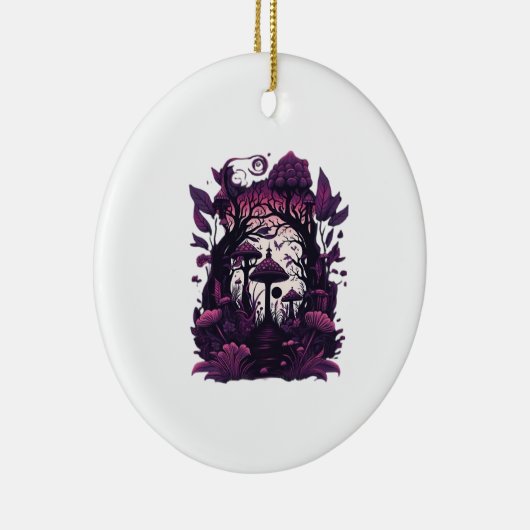 Paddenstoel Bossen Whimsigoth Witchy Screenprint D Keramisch Ornament (Rechts)