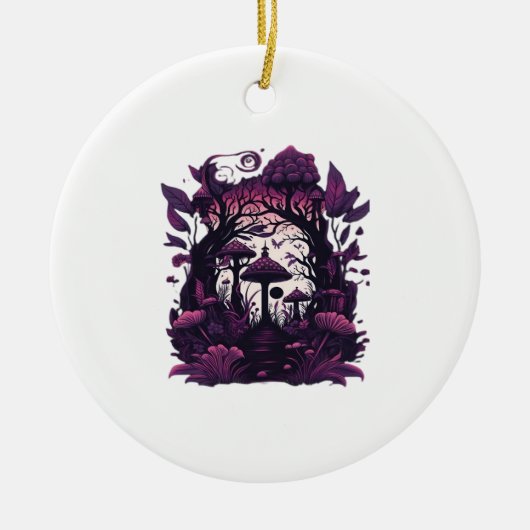 Paddenstoel Bossen Whimsigoth Witchy Screenprint D Keramisch Ornament (Voorkant)