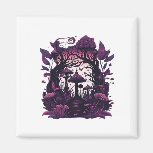 Paddenstoel Bossen Whimsigoth Witchy Screenprint D Magneet (Voorkant)