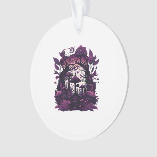 Paddenstoel Bossen Whimsigoth Witchy Screenprint D Ornament (voorkant)