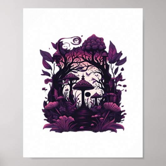 Paddenstoel Bossen Whimsigoth Witchy Screenprint D Poster (Voorkant)