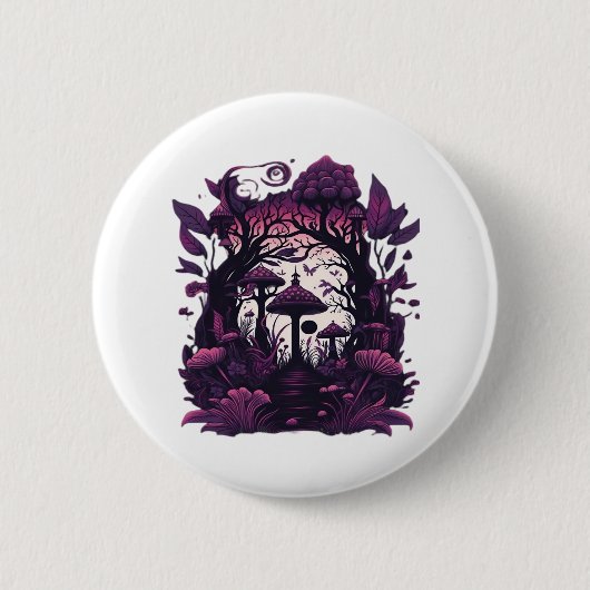 Paddenstoel Bossen Whimsigoth Witchy Screenprint D Ronde Button 5,7 Cm (Voorkant)