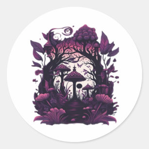 Paddenstoel Bossen Whimsigoth Witchy Screenprint D Ronde Sticker