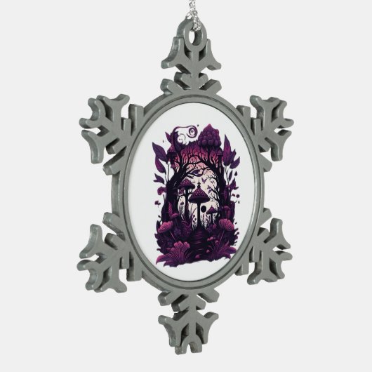 Paddenstoel Bossen Whimsigoth Witchy Screenprint D Tin Sneeuwvlok Ornament (Links)