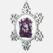 Paddenstoel Bossen Whimsigoth Witchy Screenprint D Tin Sneeuwvlok Ornament (Rechts)