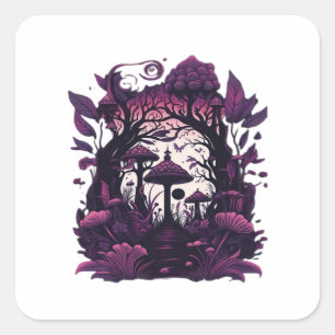Paddenstoel Bossen Whimsigoth Witchy Screenprint D Vierkante Sticker