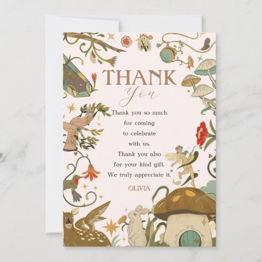 Paddenstoel Bossenfee Bedankkaart (Voorkant)
